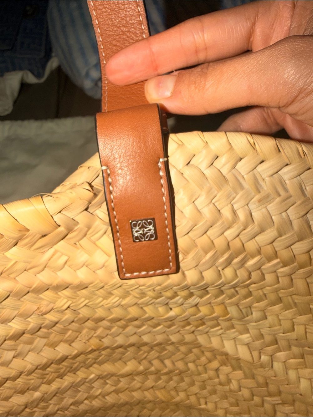 Loewe Raffia Large basket Tote bag Natural Tan - Picture 3 of 4